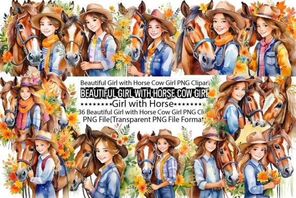Download Beautiful Girl with Horse Cow Girl PNG - Premium Resources