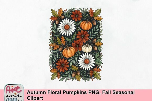 Download Autumn Floral Pumpkins PNG, Fall Seasonal Clipart - Premium Resources