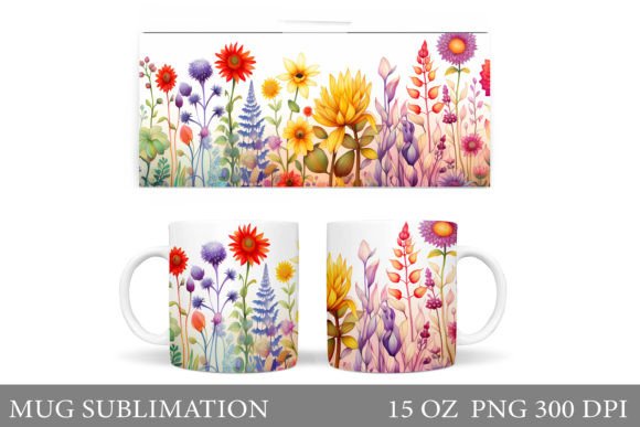 Download Flowers Mug Design. Wildflowers Mug Wrap - Flowers Collection