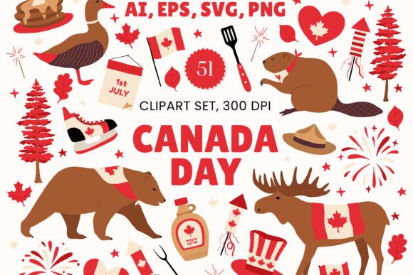 Download Canada Day Digital Clipart Set Graphics - Digital Collection