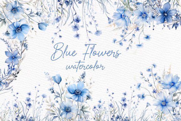 Download Dusty Blue Flowers Clipart Watercolor - Flowers Collection