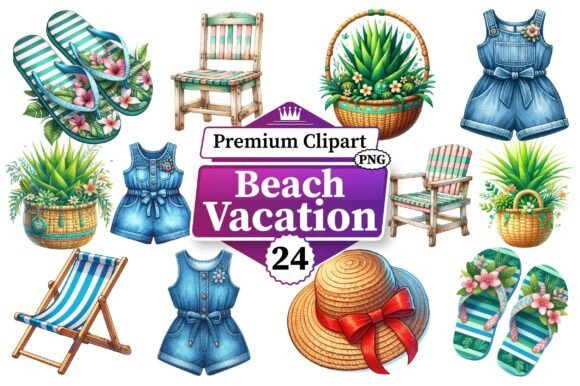 Download Beach Vacation Clipart Bundle PNG - Vacation Collection