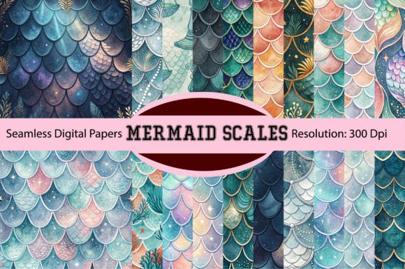 Download Mermaid Scales Seamless Digital Paper - Digital Collection