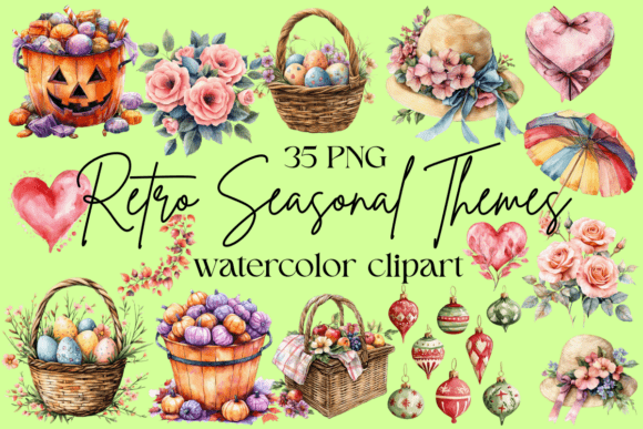 Download Retro Seasonal Clipart Bundle - Premium Bundle