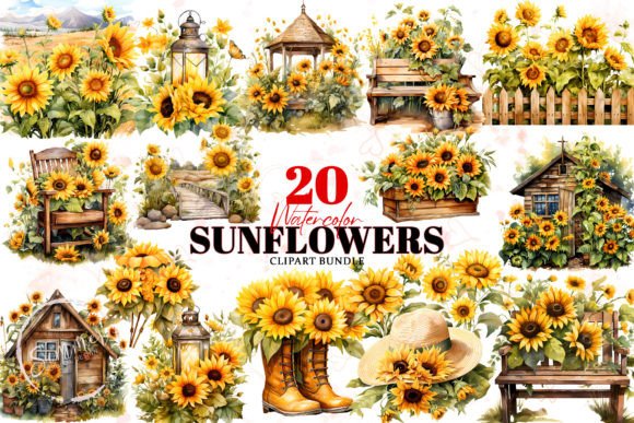 Download Sunflowers Summer Watercolor Clipart - Flowers Collection