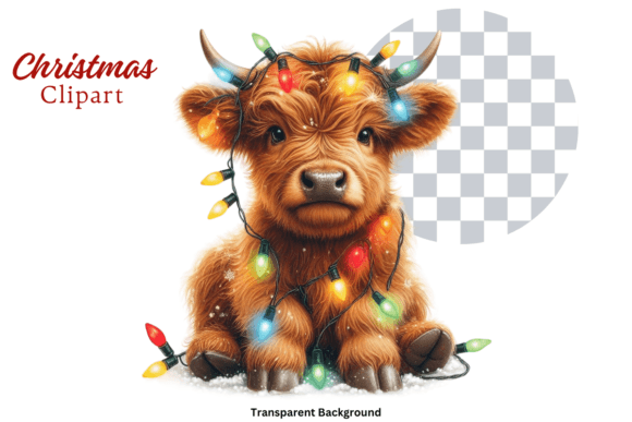 Download Highland Cow Christmas Lights Clipart - Christmas lights clipart Collection