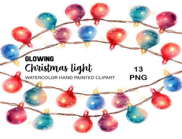 Download Watercolor Christmas Lights Clipart PNG - Christmas lights clipart Collection