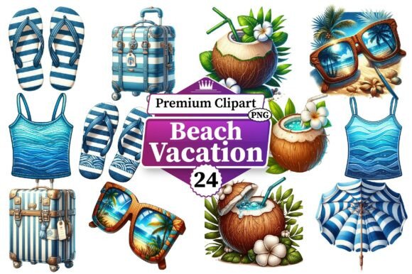 Download Beach Vacation Clipart Bundle PNG - Vacation Collection